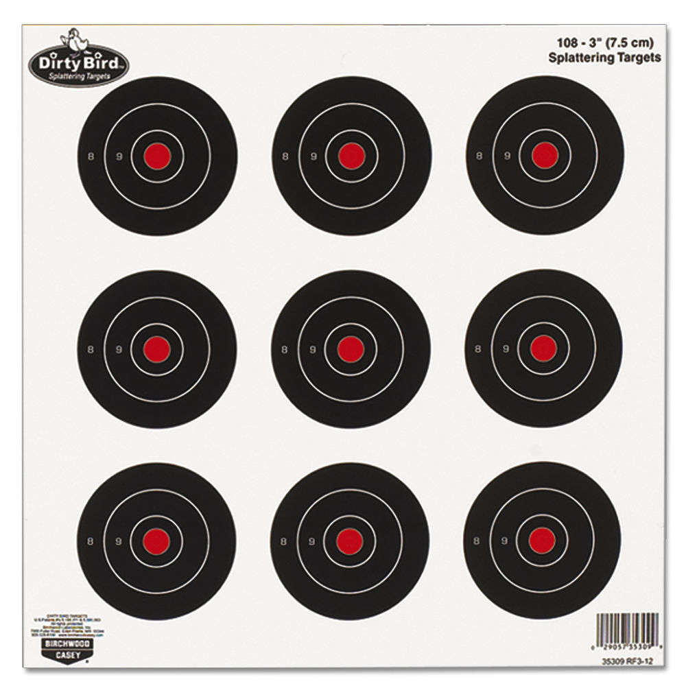 Targets Birchwood Casey Tagboard BIR 35309          DIRTYBRD 3" BULLSEYE       12PK